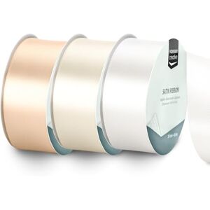 Creative Labs Satin Ribbon Set 3 Wedding Colours of 32.8 ft x 1.5" White Thin Ribbon for Gift Wrapping and Crafting Creative Labs Satin Ribbon Set 3 Wedding Colours of 32.8 ft x 1.5" White Thin Ribbon for Gift Wrapping and Crafting
