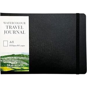 Blue Acorn A5 Landscape Watercolour Journal 30 Sheets 200gsm Cartridge Paper Hardback Black Cover Perfect for Drawing & Painting Blue Acorn A5 Landscape Watercolour Journal 30 Sheets 200gsm Cartridge Paper Hardback Black Cover Perfect for Drawing & Painting