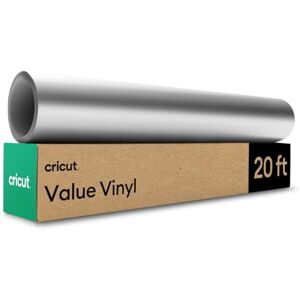 Cricut Value Vinyl 30.5 cm x 6.1 m (12" x 20 ft) Self Adhesive Permanent Vinyl for All Cutting Machines Silver Cricut Value Vinyl 30.5 cm x 6.1 m (12" x 20 ft) Self Adhesive Permanent Vinyl for All Cutting Machines Silver