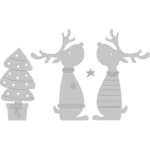 Rayher Set of 4 Metal Cutting Dies with Reindeer and Fir Tree Design, Paper Craft Die for Card Making and Scrapbooking, 0.5-3.8cmx0.5-6.5cm, silver, steel, 50248000 Rayher Set of 4 Metal Cutting Dies with Reindeer and Fir Tree Design, Paper Craft Die for Card Making and Scrapbooking, 0.5-3.8cmx0.5-6.5cm, silver, steel, 50248000