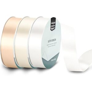 Creative Labs Satin Ribbon Set 3 Wedding Colours of 32.8 ft x 1" White Thin Ribbon for Gift Wrapping and Crafting, 10mx25mm Creative Labs Satin Ribbon Set 3 Wedding Colours of 32.8 ft x 1" White Thin Ribbon for Gift Wrapping and Crafting, 10mx25mm