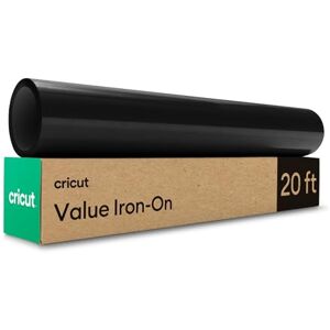 Cricut Value Iron On Vinyl 30.5cm x 6.1 m (12" x 20 ft) Heat Transfer Vinyl (HTV) for All Cutting Machines Black Cricut Value Iron On Vinyl 30.5cm x 6.1 m (12" x 20 ft) Heat Transfer Vinyl (HTV) for All Cutting Machines Black
