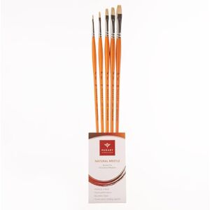 Pan Art Flat Brush Set Natural Bristles No.02-10 Oil Painting 5 Pieces Pan Art Flat Brush Set Natural Bristles No.02-10 Oil Painting 5 Pieces