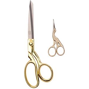 Creative Labs Fabric Scissors Set 2 pcs Embroidery (3.5") & Dressmaking (8.5") Right-Handed & Golden for Sewing & Crafting Creative Labs Fabric Scissors Set 2 pcs Embroidery (3.5") & Dressmaking (8.5") Right-Handed & Golden for Sewing & Crafting