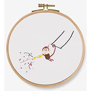 DMC Trumpet Monkey Kit, Includes 100% Printed Cotton Fabric, Embroidery Threads, Bamboo Hoop and Instructions DMC Trumpet Monkey Kit, Includes 100% Printed Cotton Fabric, Embroidery Threads, Bamboo Hoop and Instructions