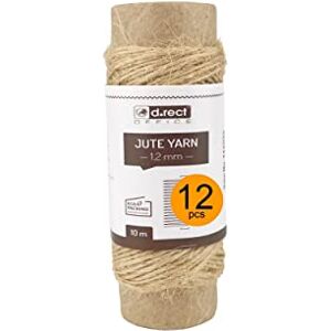 D.RECT 10 m Jute Twine Pack of 12 Natural Brown Jute Cord Packing Cord Gift Ribbon Craft Cord Decorative Cord 1.2 mm Thick For: Packaging, DIY Arts Crafts, Floristry, Decoration D.RECT 10 m Jute Twine Pack of 12 Natural Brown Jute Cord Packing Cord Gift Ribbon Craft Cord Decorative Cord 1.2 mm Thick For: Packaging, DIY Arts Crafts, Floristry, Decoration
