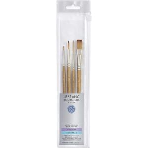 Lefranc Bourgeois Lefranc & Bourgeois 301253 Gouache Brush Set, 4 Synthetic Brushes Single Line Brush 10 mm, Round Brush No. 4, Rigging Brush No. 1, Round Brush No. 0 Lefranc Bourgeois Lefranc & Bourgeois 301253 Gouache Brush Set, 4 Synthetic Brushes Single Line Brush 10 mm, Round Brush No. 4, Rigging Brush No. 1, Round Brush No. 0