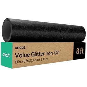 Cricut HTV Glitter Heat Transfer Vinyl 2.4 m Black Sparkle Iron-On HTV Vinyl for Fabric, Perfect for Custom T-Shirts & DIY Clothing Cricut HTV Glitter Heat Transfer Vinyl 2.4 m Black Sparkle Iron-On HTV Vinyl for Fabric, Perfect for Custom T-Shirts & DIY Clothing