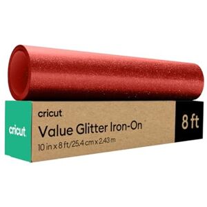 Cricut HTV Glitter Heat Transfer Vinyl 2.4 m Red Sparkle Iron-On HTV Vinyl for Fabric, Perfect for Custom T-Shirts & DIY Clothing Cricut HTV Glitter Heat Transfer Vinyl 2.4 m Red Sparkle Iron-On HTV Vinyl for Fabric, Perfect for Custom T-Shirts & DIY Clothing