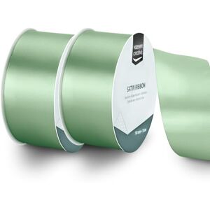 Creative Labs Satin Ribbon Set Sage Green of 32.8 ft x 2" Thin Ribbon for Gift Wrapping and Crafting, 10mx50mm Creative Labs Satin Ribbon Set Sage Green of 32.8 ft x 2" Thin Ribbon for Gift Wrapping and Crafting, 10mx50mm