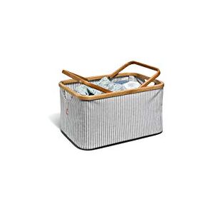 Prym Canvas and Bamboo (45x30x22cm) Grey/White Striped Design Fold and Store Basket 1 Piece Prym Canvas and Bamboo (45x30x22cm) Grey/White Striped Design Fold and Store Basket 1 Piece