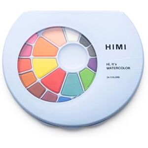 HIMI Solid Watercolour Set 24 Colours in Pans, Brush, Blue Case, Opens Like Makeup Palette, School Art, Teen Sketching, Bold Experiments, Watercolor Supplies Kit, Portable, Beginner Hobby, Gift HIMI Solid Watercolour Set 24 Colours in Pans, Brush, Blue Case, Opens Like Makeup Palette, School Art, Teen Sketching, Bold Experiments, Watercolor Supplies Kit, Portable, Beginner Hobby, Gift