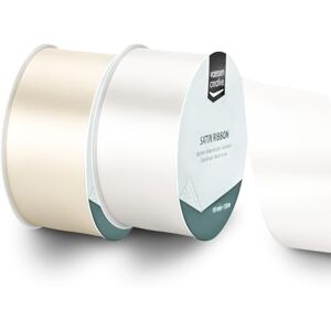 Creative Labs Satin Ribbon Set 2 Wedding Colours of 32.8 ft x 2" White Thin Ribbon for Gift Wrapping and Crafting, 10mx50mm Creative Labs Satin Ribbon Set 2 Wedding Colours of 32.8 ft x 2" White Thin Ribbon for Gift Wrapping and Crafting, 10mx50mm