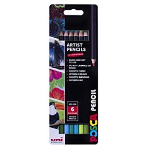 Posca KPE-200 Oil and Wax Colouring Pencils. Premium Tough Nib for Arts and Crafts. Multi Surface Use On Wood, Fabric, Paper, Cardboard, & Canvas. Perfect for Creative Drawing. Set of 6 Ocean Colours Posca KPE-200 Oil and Wax Colouring Pencils. Premium Tough Nib for Arts and Crafts. Multi Surface Use On Wood, Fabric, Paper, Cardboard, & Canvas. Perfect for Creative Drawing. Set of 6 Ocean Colours