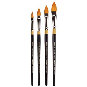 KINGART B-100 Premium 4 pc. Original Gold 9930 Series Oval Floral Petal Brush Set, Synthetic Golden Taklon for Acrylic, Oil, Watercolor Paint, Short Handle, 4 Brushes Sizes: 2, 6, 8, 10 KINGART B-100 Premium 4 pc. Original Gold 9930 Series Oval Floral Petal Brush Set, Synthetic Golden Taklon for Acrylic, Oil, Watercolor Paint, Short Handle, 4 Brushes Sizes: 2, 6, 8, 10