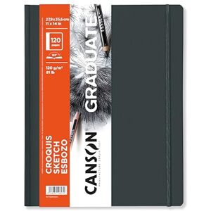Canson Graduate Hardbound Sketch Book, 120gsm 27.9 x 35.6cm, Light Grain Paper, 52 White Sheets, for Artist Students Canson Graduate Hardbound Sketch Book, 120gsm 27.9 x 35.6cm, Light Grain Paper, 52 White Sheets, for Artist Students
