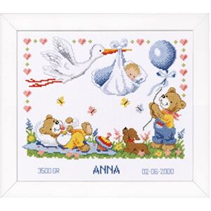 Vervaco Birth Record Counted Cross Stitch Kit, Multi-Colour,28 x 24cm Vervaco Birth Record Counted Cross Stitch Kit, Multi-Colour,28 x 24cm