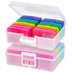 IRIS USA 2 Pack 4" x 6" Extra Large Photo and Embellishment Craft Keeper with 16 Cases, Multi-Color/Pearl IRIS USA 2 Pack 4" x 6" Extra Large Photo and Embellishment Craft Keeper with 16 Cases, Multi-Color/Pearl