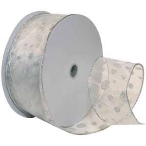 Morex Glitter Dots Ribbon, 2.5" x 50-Yd, Silver/Silver Morex Glitter Dots Ribbon, 2.5" x 50-Yd, Silver/Silver