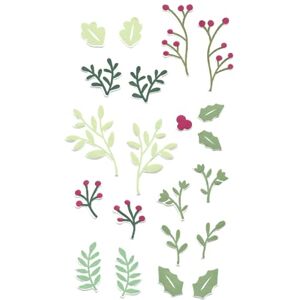 Sizzix Framelits Die Set Happy Holly Days #2 by Catherine Pooler, Silver Sizzix Framelits Die Set Happy Holly Days #2 by Catherine Pooler, Silver