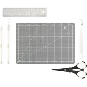 Creative Labs Tool Set-6 pcs-Hobby Supplies-incl. A5 Cutting Mat, Craft Knife, Precision Scissors, Tweezers and Ruler-for Card, Scrapbooking, Sewing and Model Making, Various Creative Labs Tool Set-6 pcs-Hobby Supplies-incl. A5 Cutting Mat, Craft Knife, Precision Scissors, Tweezers and Ruler-for Card, Scrapbooking, Sewing and Model Making, Various