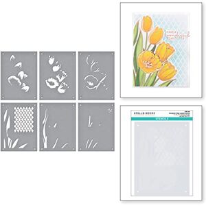 Spellbinders Wonderful Tulips Layered Stencils from The Four Petal Collection, Grey Spellbinders Wonderful Tulips Layered Stencils from The Four Petal Collection, Grey