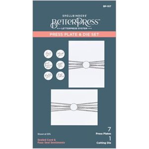 Spellbinders Cord & Faux Seal Sentiments Plate & Die Set from The Pressed Posies Collection, Metal, ONE Spellbinders Cord & Faux Seal Sentiments Plate & Die Set from The Pressed Posies Collection, Metal, ONE