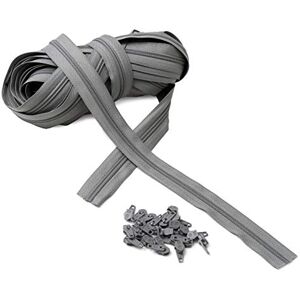 IPEA Zipper Size 5# Continuous Chain 10 Metres Nylon Zippers Per Metre + 25 Sliders Included Zip Cuttable for Sewing, 3 Colours to Choose, Grey, 30mm Wide IPEA Zipper Size 5# Continuous Chain 10 Metres Nylon Zippers Per Metre + 25 Sliders Included Zip Cuttable for Sewing, 3 Colours to Choose, Grey, 30mm Wide
