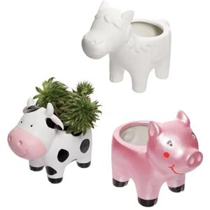 Baker Ross FE548 Farm Animal Ceramic Flowerpots Box of 3, Paintable Creative Art and Craft Projects for Kids to Make, Personalise and Decorate, white Baker Ross FE548 Farm Animal Ceramic Flowerpots Box of 3, Paintable Creative Art and Craft Projects for Kids to Make, Personalise and Decorate, white