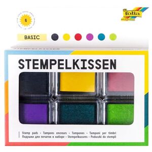 Folia 30180 Basic Ink Pad Set, 6 Ink Pads, in Various Colours, Ideal for Decorating Cards and Other Crafts Folia 30180 Basic Ink Pad Set, 6 Ink Pads, in Various Colours, Ideal for Decorating Cards and Other Crafts