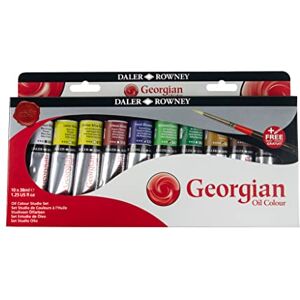 Daler Rowney Daler-Rowney Georgian 38ml Oil Paint Artist Selection Set with Brush, 10 Assorted Colours, For Professional Artists & Students Daler Rowney Daler-Rowney Georgian 38ml Oil Paint Artist Selection Set with Brush, 10 Assorted Colours, For Professional Artists & Students
