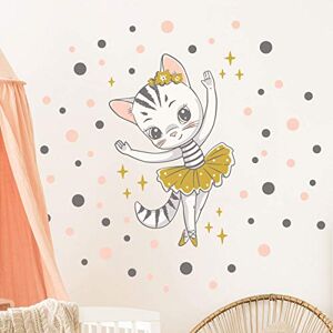 Ambiance Sticker Ballerina Cat Wall Decal - 45x30cm, 100 Circles Ambiance Sticker Ballerina Cat Wall Decal - 45x30cm, 100 Circles