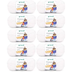 Gründl Happy uni (knitting and crochet yarn with wool-like character made of 100% polyacrylic, anti-pilling, 100 g / 250 m, needle size: 4-5, 10 x 100 g), White Gründl Happy uni (knitting and crochet yarn with wool-like character made of 100% polyacrylic, anti-pilling, 100 g / 250 m, needle size: 4-5, 10 x 100 g), White