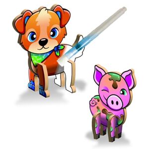 Bauer Spielwaren Create N Colour Farm Animals Dog & Pig: 3D Wooden Models for Designing with Water, Includes Water Colouring Pen, Pack of 2 (201016) Bauer Spielwaren Create N Colour Farm Animals Dog & Pig: 3D Wooden Models for Designing with Water, Includes Water Colouring Pen, Pack of 2 (201016)