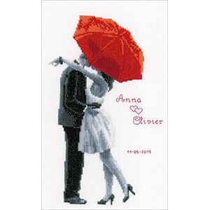 Vervaco Counted Cross Stitch Kit: Under My Red Umbrella, PN-0166096 Vervaco Counted Cross Stitch Kit: Under My Red Umbrella, PN-0166096