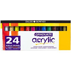 Daler Rowney Daler-Rowney Graduate 22ml Acrylic Paint Set, 24 Assorted Colours, High Lightfastness, Water-Based, Solvent-Free, Ideal for Student Artists & Hobbyists Daler Rowney Daler-Rowney Graduate 22ml Acrylic Paint Set, 24 Assorted Colours, High Lightfastness, Water-Based, Solvent-Free, Ideal for Student Artists & Hobbyists