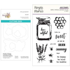 Spellbinders Simple Vintage Lavender Fields Stamp & Die Bundle with Simple Stories Spellbinders Simple Vintage Lavender Fields Stamp & Die Bundle with Simple Stories