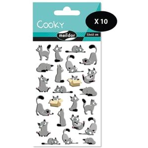 Maildor CY015Opack Cooky 3D Stickers LOT of 10 Sheets 12x8 cm 150 Stickers Small Cats Theme Children's Arts and Crafts Accessories Creative Leisure Maildor CY015Opack Cooky 3D Stickers LOT of 10 Sheets 12x8 cm 150 Stickers Small Cats Theme Children's Arts and Crafts Accessories Creative Leisure
