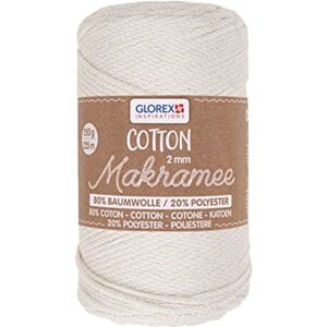 Glorex 5 1008 01 Macrame Cotton 250 g 2 mm Length 225 m Cream Triple Twist Cotton Yarn 100% Cotton for Crocheting, Knitting, Knitting and Designing Glorex 5 1008 01 Macrame Cotton 250 g 2 mm Length 225 m Cream Triple Twist Cotton Yarn 100% Cotton for Crocheting, Knitting, Knitting and Designing