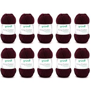 Gründl King Cotton Wool Thick Wool for Knitting Knitting Yarn Crochet Yarn Soft and Skin Friendly 55% Polyacrylic, 45% Cotton 10 Balls 50 g / 78 m Needle Size 6-7 Burgundy Gründl King Cotton Wool Thick Wool for Knitting Knitting Yarn Crochet Yarn Soft and Skin Friendly 55% Polyacrylic, 45% Cotton 10 Balls 50 g / 78 m Needle Size 6-7 Burgundy