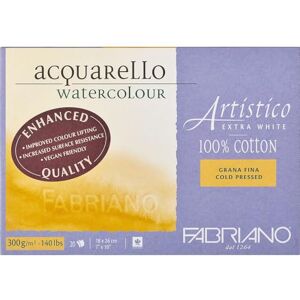 Honsell Fabriano Artistico Acquarello Watercolour, Extra White, Fine Grain Cold Pressed, 18 x 26 cm, 20 Sheets 300 g/m², High-Quality Artist Watercolour Cardboard, Glued on 4 Sides, Vegan Honsell Fabriano Artistico Acquarello Watercolour, Extra White, Fine Grain Cold Pressed, 18 x 26 cm, 20 Sheets 300 g/m², High-Quality Artist Watercolour Cardboard, Glued on 4 Sides, Vegan