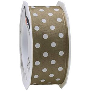 Taupe Polka Dots Wired Ribbon - Fabric & Textiles Taupe Polka Dots Wired Ribbon - Fabric & Textiles