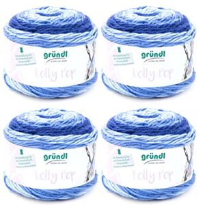 Gründl lolly pop, pack of 4x150g yarns, hand-knitting yarn, 100% acrylic, blueberry swirl, 24 cm x 24 cm x 10 cm Gründl lolly pop, pack of 4x150g yarns, hand-knitting yarn, 100% acrylic, blueberry swirl, 24 cm x 24 cm x 10 cm