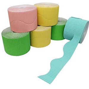 Bright Ideas Corrugated Border Rolls for School Displays, Wavy Assortment, 6 pack, 57mm x 7.5m (15m when split), BI7883 Bright Ideas Corrugated Border Rolls for School Displays, Wavy Assortment, 6 pack, 57mm x 7.5m (15m when split), BI7883