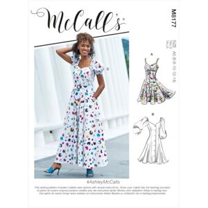 McCall's M8177A5 6-8-10-12-14 Misses Dress, Paper, White McCall's M8177A5 6-8-10-12-14 Misses Dress, Paper, White