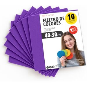 OFITURIA Felt for DIY Crafts, Soft and Flexible Coloured Fabric Sheets for Sewing, Patchwork, School Projects, Textile Art and Decoration 40 x 30 cm (Purple, 10 pcs) OFITURIA Felt for DIY Crafts, Soft and Flexible Coloured Fabric Sheets for Sewing, Patchwork, School Projects, Textile Art and Decoration 40 x 30 cm (Purple, 10 pcs)