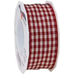 C.E. Pattberg Vichy Gift Ribbon with Wire Edge Bordeaux/Creme - Decorative & Crafting C.E. Pattberg Vichy Gift Ribbon with Wire Edge Bordeaux/Creme - Decorative & Crafting