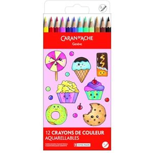 Caran d'Ache Kawaii Swisscolor Water-Soluble Colour Pencils Cardboard Box with 12 Assorted Colours, Candy World, Kids Drawing, Colouring, Art Pencil, School, Stationery Supplies, Expressing Creativity Caran d'Ache Kawaii Swisscolor Water-Soluble Colour Pencils Cardboard Box with 12 Assorted Colours, Candy World, Kids Drawing, Colouring, Art Pencil, School, Stationery Supplies, Expressing Creativity