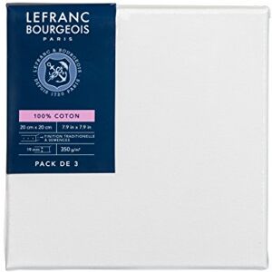 Lefranc Bourgeois Set of 3 100% Cotton Canvas Frames 20 x 20 cm 1.9 cm Thick Lefranc Bourgeois Set of 3 100% Cotton Canvas Frames 20 x 20 cm 1.9 cm Thick