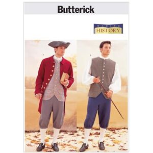 Butterick Patterns B3072 Hat Size 38 40 32 Men's Historical Costume: Knee length Pants, Balloon Sleve Shirt, Vest, Fitted Jacket and Tri Corner, White Butterick Patterns B3072 Hat Size 38 40 32 Men's Historical Costume: Knee length Pants, Balloon Sleve Shirt, Vest, Fitted Jacket and Tri Corner, White